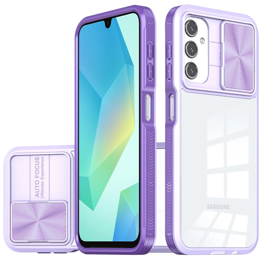 For Samsung Galaxy A16 5G Hybrid Cases with Sliding Camera Cover Transparent Shockproof Bumper TPU Protective Case Cover