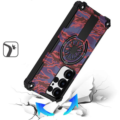 For Samsung Galaxy S26 Ultra Texture Design Stylish Invisible Kickstand Case, MagSafe Compatible Hybrid Shockproof Cover, Car Mount Friendly Case Cover