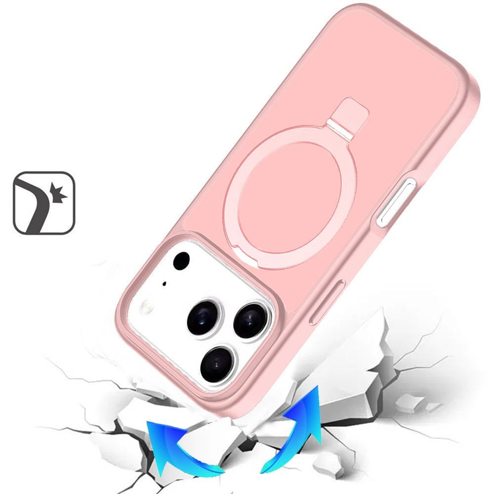 For Apple iPhone 17 Pro Max (6.9") Magnetic Circle Back with Ring Stand Full Rotation Matte Hybrid Shockproof Case Cover