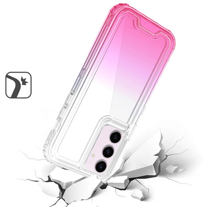 For Samsung Galaxy A26 Hybrid 3-in-1 Clear Case - Two-Tone Transparent Shockproof TPU + Hard Protective Frame Case Cover Clear + Pink