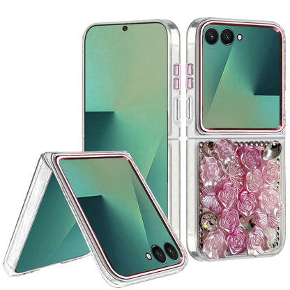 For Samsung Galaxy Z Flip 7 Muti-Color Floral Fashion Bling Crystal 3D Full Diamonds Stones Sparkle Rhinestone Glitter Hybrid Case Cover