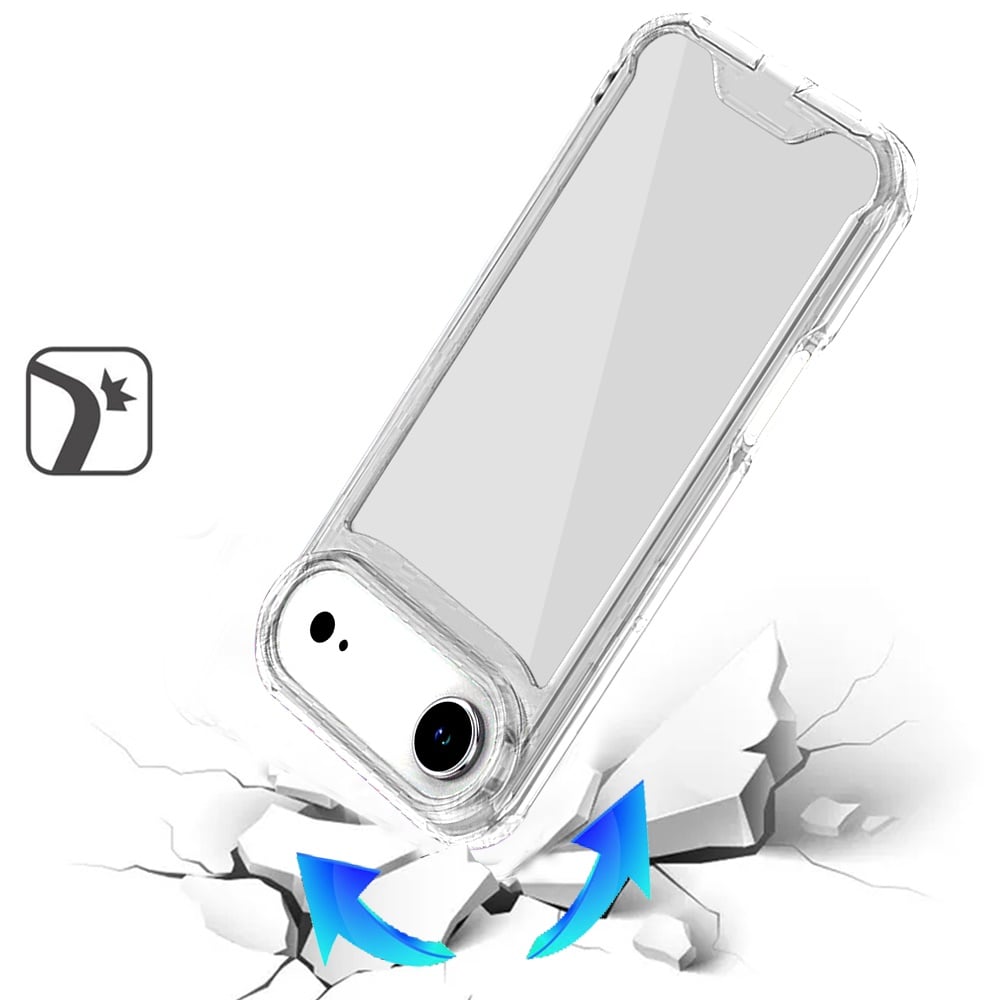 For Apple iPhone 17 Air (6.6") Clear Colored Shockproof Transparent Hard PC + Rubber TPU Hybrid Bumper Shell Slim Protective Case Cover Clear+Clear