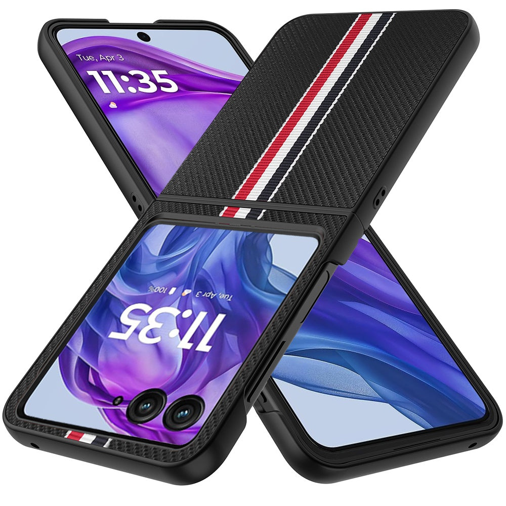For Motorola Razr+ PLUS 2025 /2024 Velvet Fabric Vegan Leather Flip Shock Protection Premium Grip Soft Touch Durable Finish Case Cover Black
