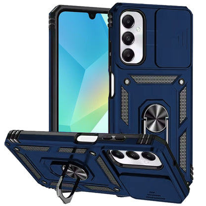 For Samsung Galaxy A16 5G Hybrid Shockproof Edge Bumper with Stand, Camera Lens Protection & 360° Rotate Ring Kickstand Case Cover
