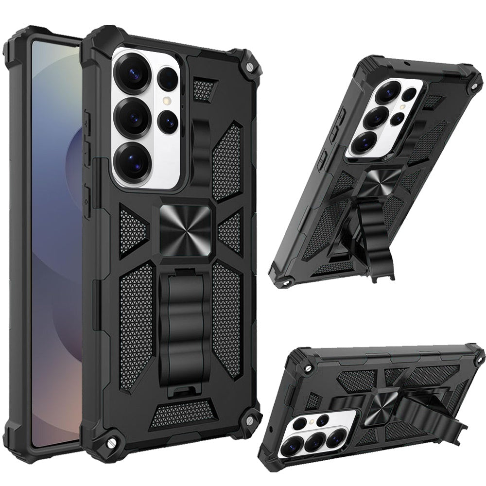 For Samsung Galaxy S25 Ultra Hybrid Shockproof [Military Grade] Rugged Protective with Magnetic Car Mount & Invisible Stand Case Cover Cosmic Orange