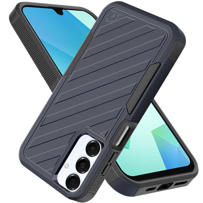 For Samsung Galaxy A16 5G Premium Design Hybrid lined Shockproof Rugged Textured 2in1 Hard PC & Silicone TPU Non Slip Tough Case Cover