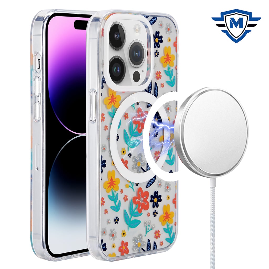 For iPhone 15 Pro (6.1") Design Pattern IMD Magnetic Hybrid Shockproof Protection Durable Secure Grip Slim Fashion Case Cover Space Silver Pattern