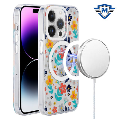 For iPhone 15 Pro (6.1") Design Pattern IMD Magnetic Hybrid Shockproof Protection Durable Secure Grip Slim Fashion Case Cover Space Silver Pattern
