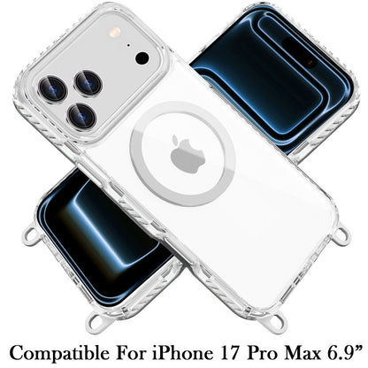 Phone Case for Apple iPhone 17 Pro Max (6.9") Transparent Magnetic Lanyard Shockproof Hybrid Clear Grip Durable Camera Protection TPU Anti-Slip Design Cover