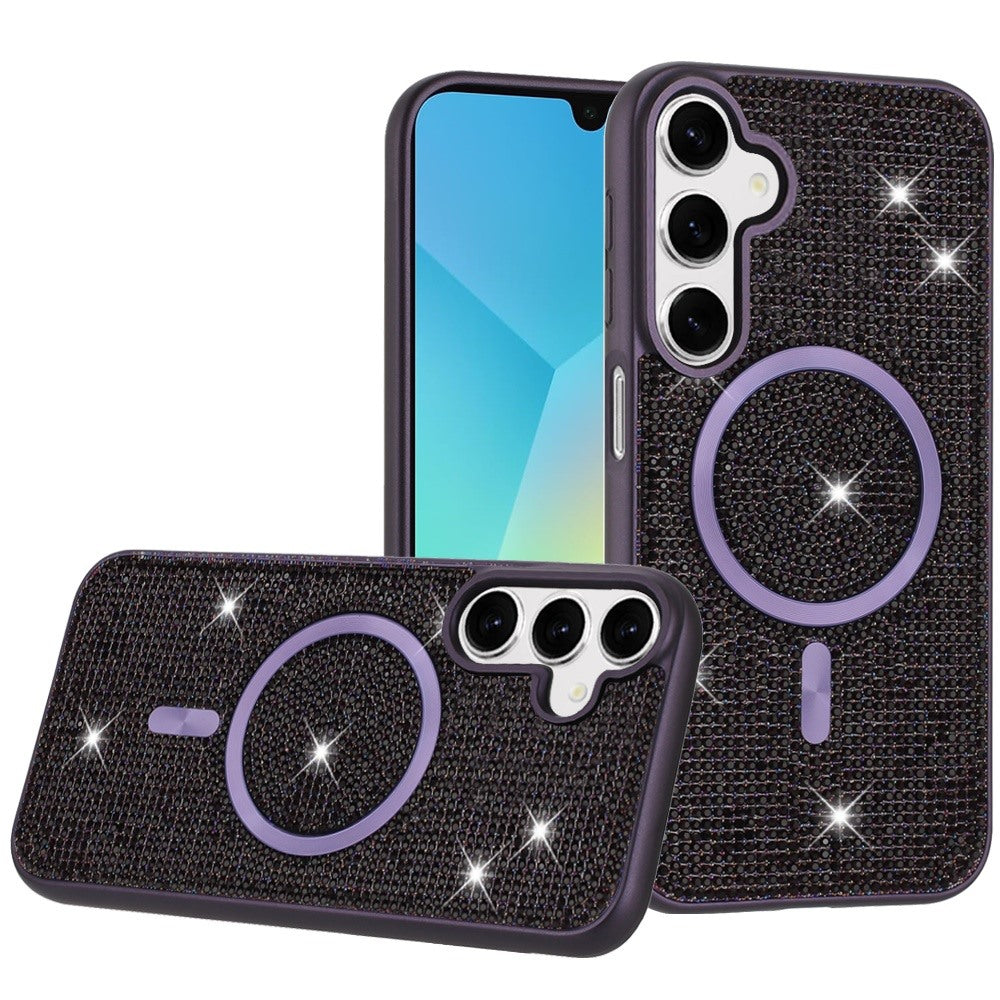 For Samsung Galaxy A16 5G Sparkly Diamond Bling Case Rhinestone Skin Hybrid with Magnetic Circle, MagSafe Compatible Case Cover