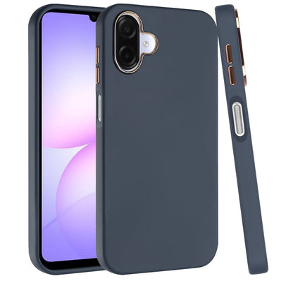 For Samsung Galaxy A07 Slim Classic Hybrid Around Rubber Gummy Gel Slick Hard PC Silicone TPU Chromed Button Case Cover