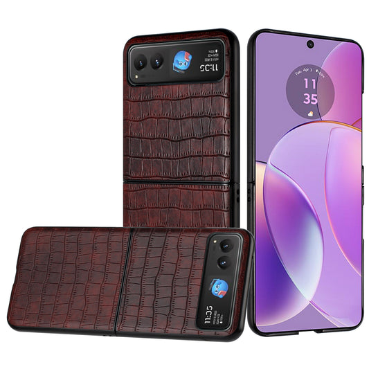 For Motorola Razr Ultra 2025 PU Vegan Leather Case, Premium Snap-On Hard Shell Cover, Slim Fit Protective Matte Finish Case Cover