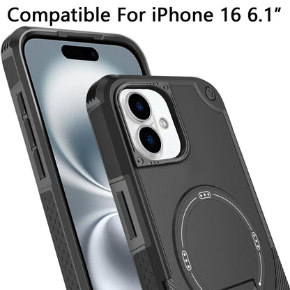 For iPhone 16 (6.1") Magnetic Invisible Kickstand Holder with Magsafe, Slim Fit Shockproof Hybrid Military Grade Heavy Duty Case Cover