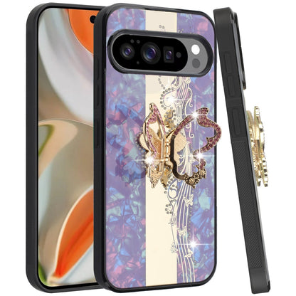 For Google Pixel 10 /Pixel 10 Pro Diamonds 3D Fashion Bling Sparkly Glitter Ornaments Engraving Hybrid with Ring Stand Case Cover