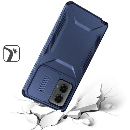For Motorola Edge 2024 Slim Fit Shockproof Hybrid with Slide Camera Window Covering, Rugged Tpu Silicone Hard PC Bumper Case Cover