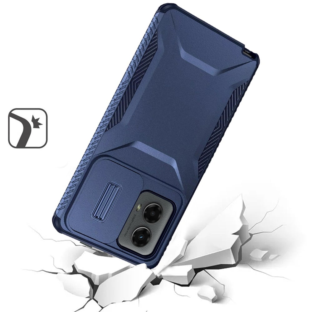 For Motorola Edge 2024 Slim Fit Shockproof Hybrid with Slide Camera Window Covering, Rugged Tpu Silicone Hard PC Bumper Case Cover