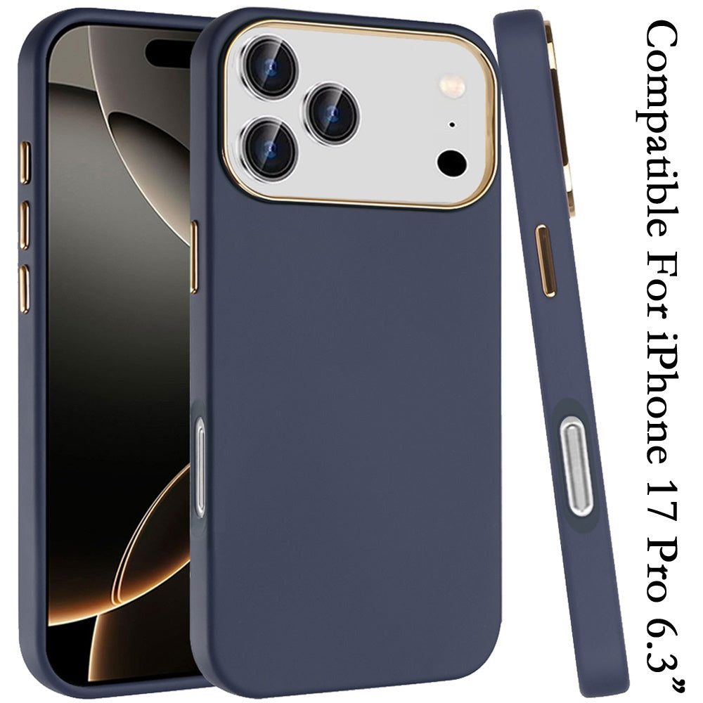 For Apple iPhone 17 Pro Hybrid Armor Shockproof, Durable Bumper Rubber Gummy Gel Slick Hard PC Silicone TPU Case Cover Blue