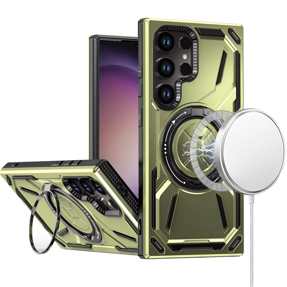 For Samsung Galaxy S23 Ultra Hybrid Magnetic Ring and 360° Rotational Kickstand with MagSafe Compatible, Military Grade Drop Protection Case Cover