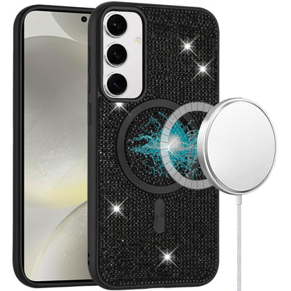 For Apple iPhone 17E /16E Sparkly Diamond Bling Case Rhinestone Skin Hybrid with Magnetic Circle, MagSafe Compatible Case Cover Black