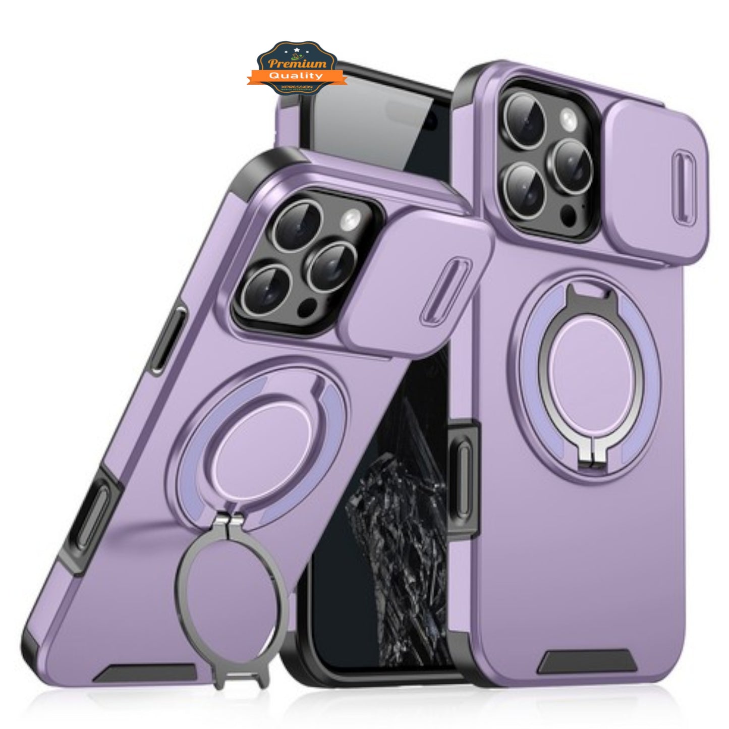 For Samsung Galaxy S25 /S24 Hybrid Case with 360° Magnetic Ring Stand, Camera Slide Protector & Compatible with MagSafe Case Cover