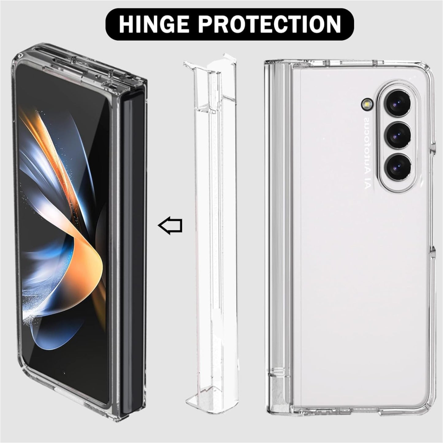 For Samsung Galaxy Z Fold 7 Case with Hinge Protection [Ultra-Thin Free Folding] Shockproof Slim Protection Transparent Case Cover Clear