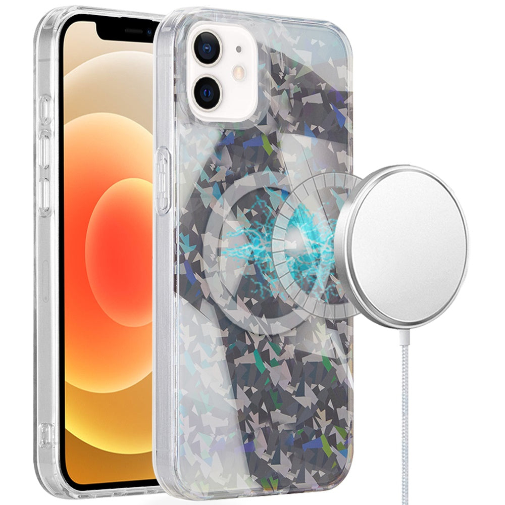 For Apple iPhone 15 Pro Max Double Layer IMD Magnetic Hybrid Shockproof Protection Anti Scratch Durable Design Secure Grip Slim Profile Compatible Design Case Cover Smoke Holographic