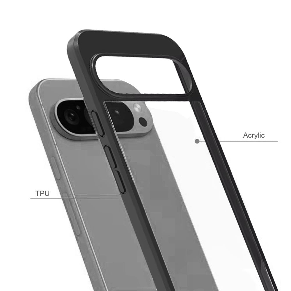 For Google Pixel 10 Pro XL Hybrid Slim Crystal Clear, Shock-Absorption Durable Bumper TPU + Hard PC Back, Transparent Design Case Cover Black