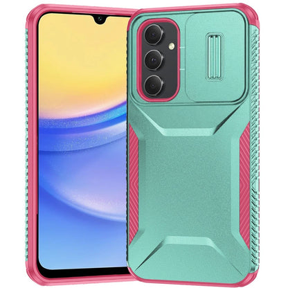 For Samsung Galaxy A15 5G Slim Fit Shockproof Hybrid with Slide Camera Window Covering, Rugged Tpu Silicone Hard PC Bumper Case Cover