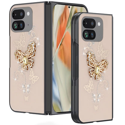For Google Pixel 10 Pro Fold Diamonds 3D Fashion Bling Sparkly Glitter Ornaments Engraving Hybrid with Ring Kickstand Case Cover