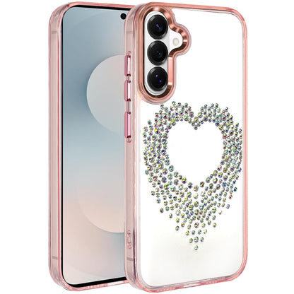 For Samsung Galaxy S26 Angel Hearts Bling Glitter Diamond Hybrid TPU Cover, Colorful Frame Shockproof Protective Back Case Cover