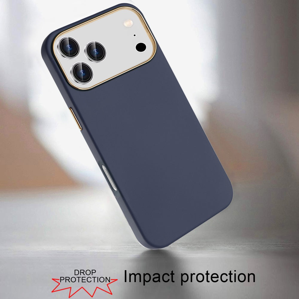 For Apple iPhone 17 Pro Hybrid Armor Shockproof, Durable Bumper Rubber Gummy Gel Slick Hard PC Silicone TPU Case Cover Blue