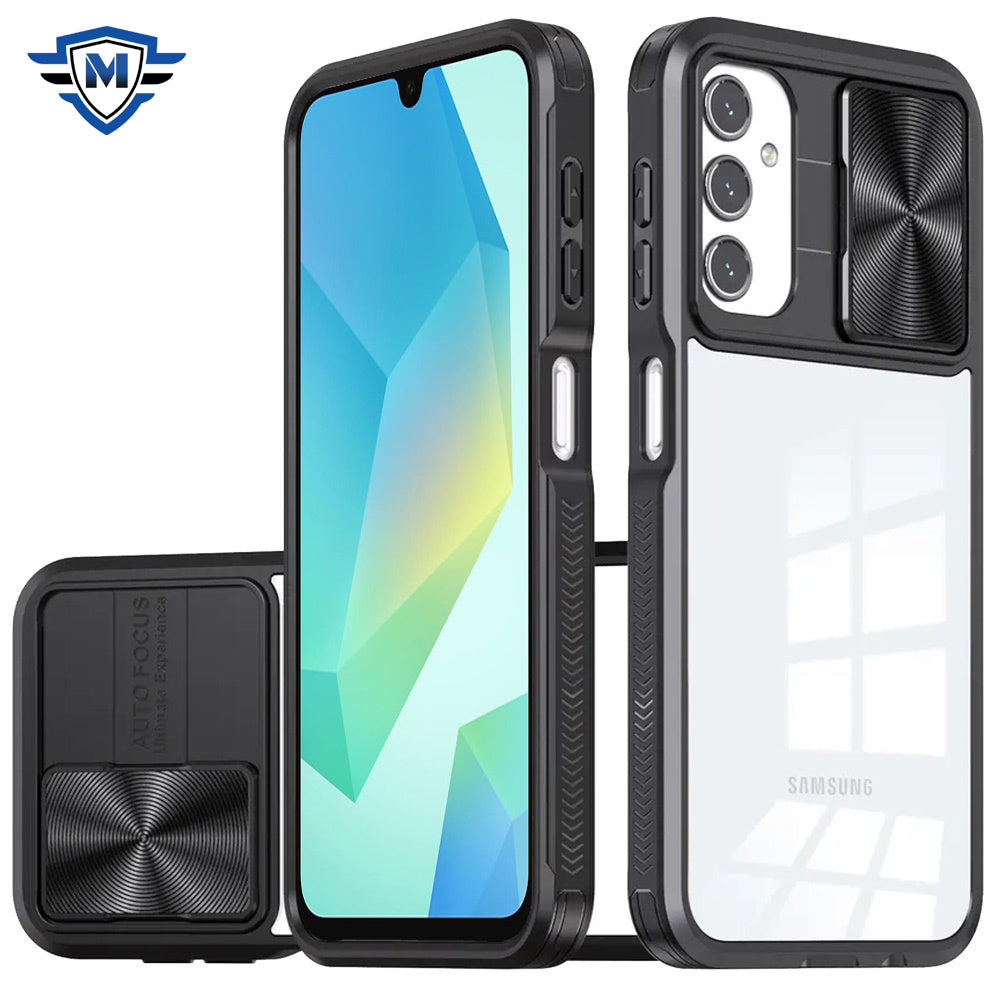 For Samsung Galaxy A16 5G Premium Hybrid Slim Case with Slide Camera Protector, Transparent Back Colorful Frame Bumper Case Cover