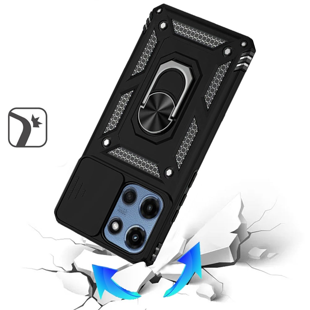 For Motorola Moto G Play 5G 2026 Hybrid Ring Shockproof with 360° Rotate Ring Kickstand, Camera Lens Protection, Soft Edge Bumper Case Cover