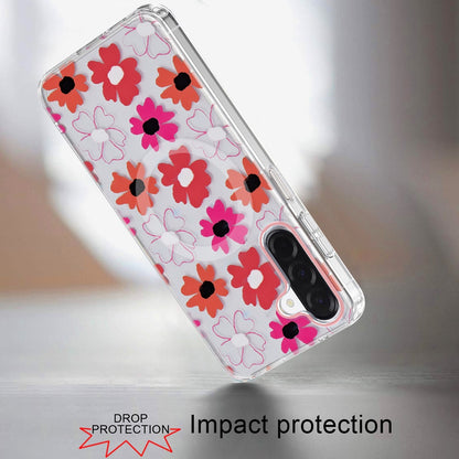 Phone Case for Samsung Galaxy A17 5G Shockproof Dual Layer TPU IMD Print Rugged Anti-Slip Grip Drop Protection Scratch Resistant Slim Fit Glossy Floral Heart Aesthetic Cover