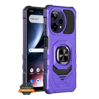 For AT&T Verge 2 Hybrid Magnetic Car Mount Ring Kickstand Stand Holder Full-Body Armor Protective [Military Grade] Case Cover