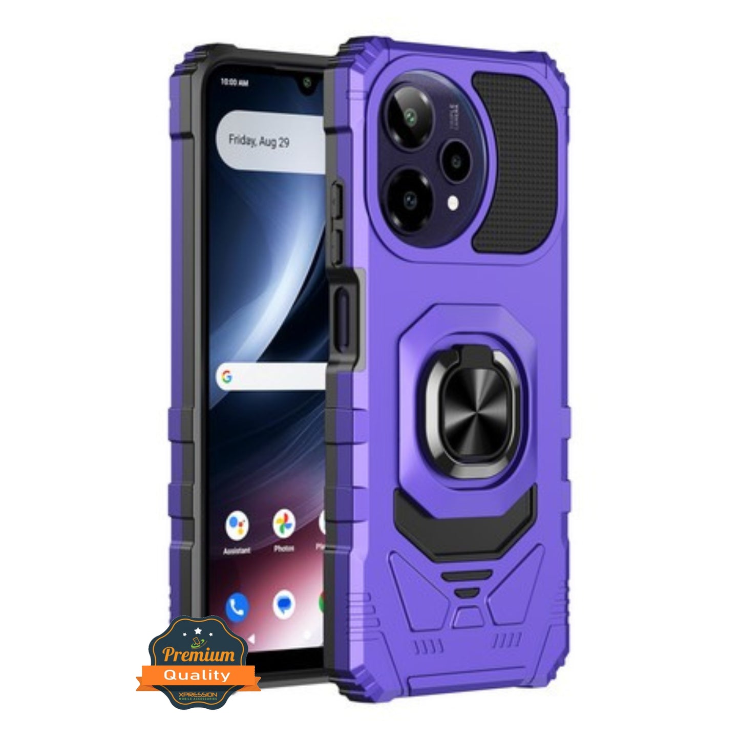 For Cricket Icon Plus 2026 Hybrid Magnetic Car Mount Ring Kickstand Stand Holder Full-Body Armor Protective [Military Grade] Case Cover