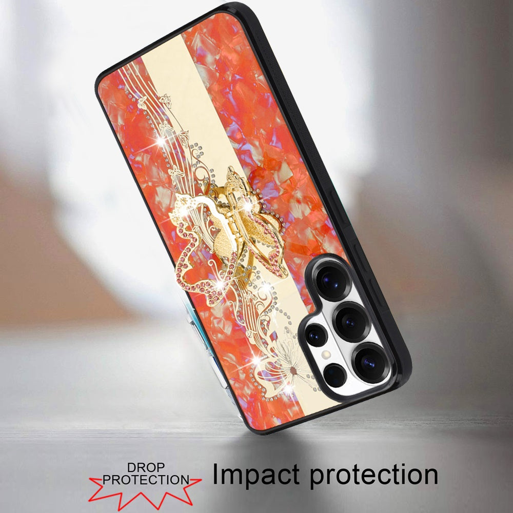 For Samsung Galaxy S26 Ultra Diamonds 3D Butterfly Bling Sparkly Glitter Ornaments Engraving Hybrid with Stand Fashion Case Cover