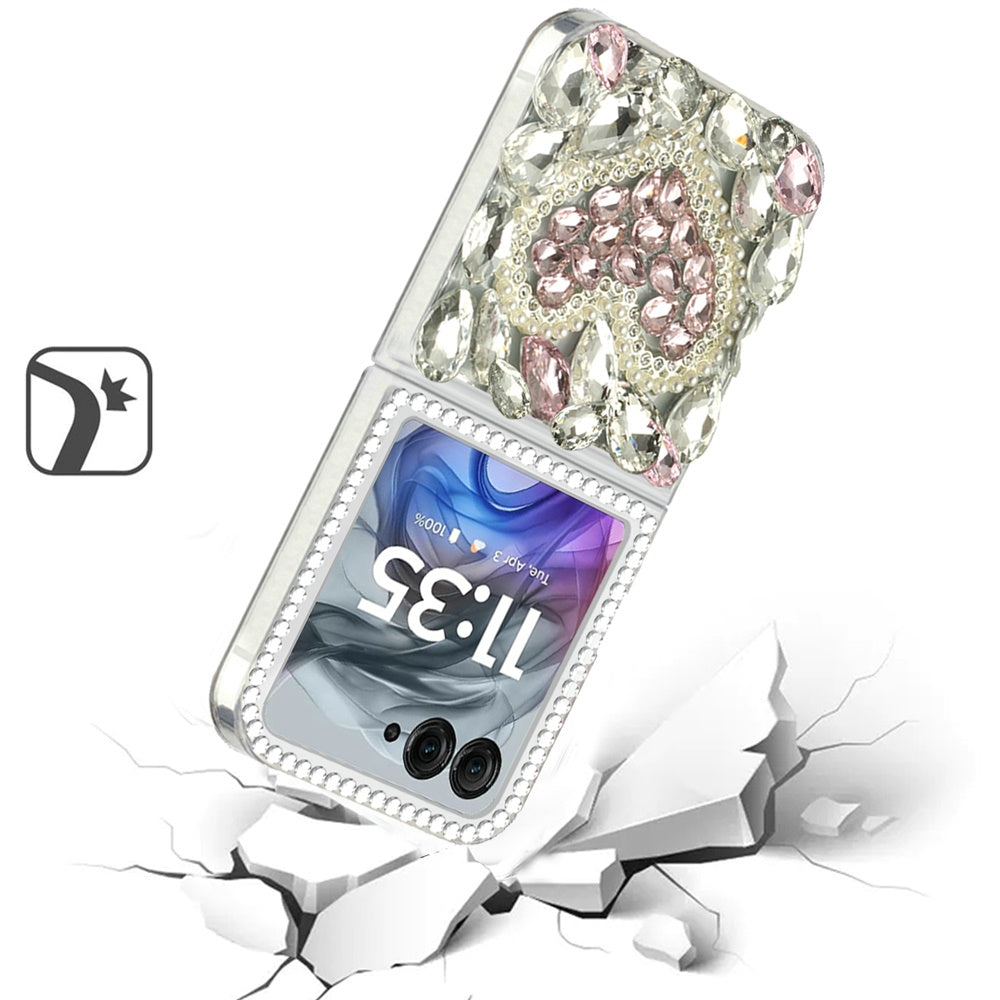 For Motorola Razr+ PLUS (2025 /2024) Bling Crystal 3D Full Diamonds Luxury Sparkle Rhinestone Hybrid Protective Case Cover
