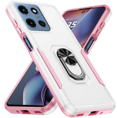 For Motorola Moto G 5G 2025 Hybrid Rugged Tough 2in1 Drop-Proof Protection Military Grade Armor with Metal Ring Stand Case Cover