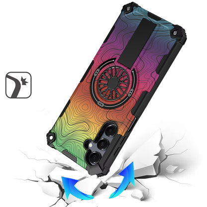 For Samsung Galaxy A17 5G Magnetic Invisible Kickstand Holder with CD Texture Design, Shockproof Hybrid Military Grade Heavy Duty Case Cover