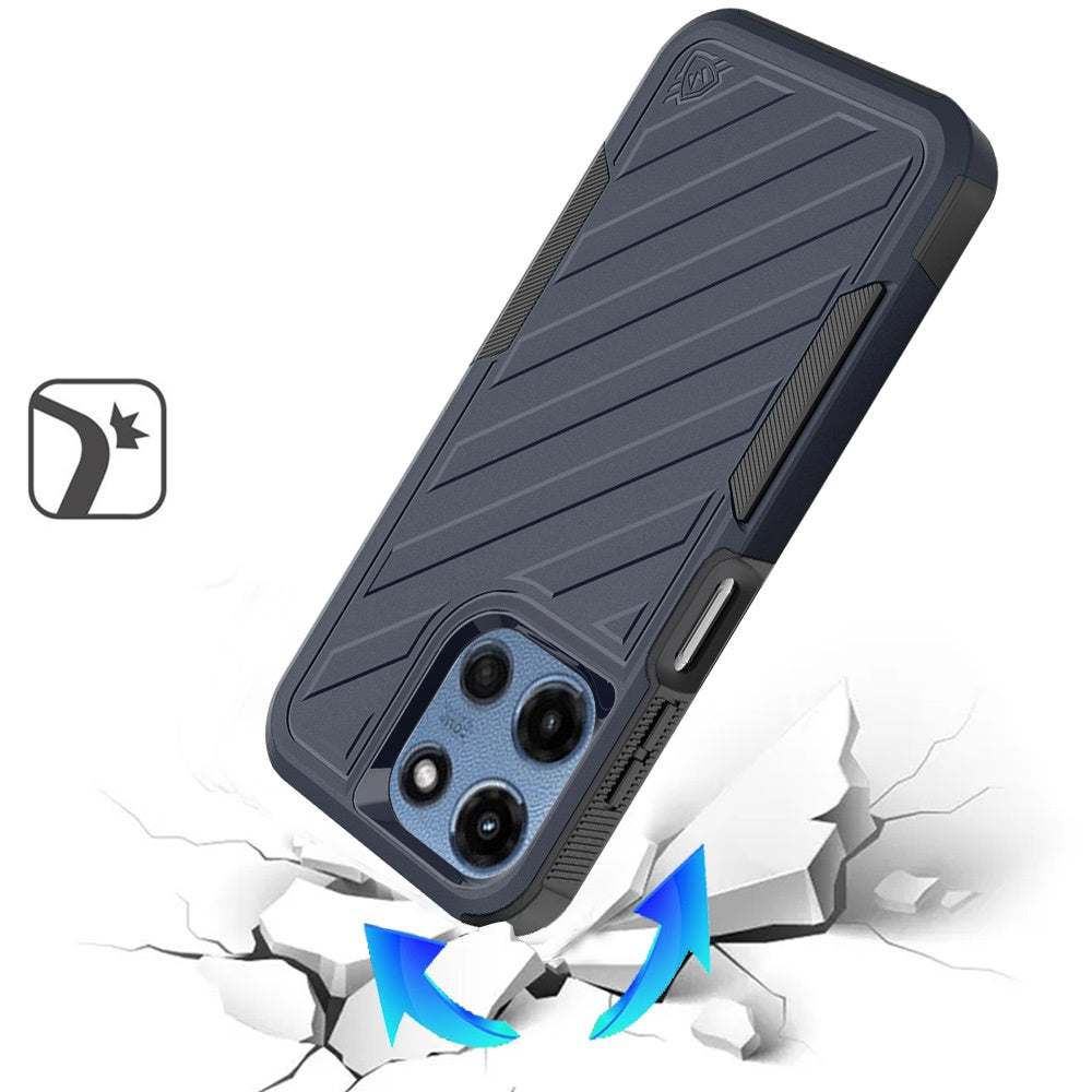 For Motorola Moto G Stylus 5G 2025 Rugged 2in1 Armor Combo Belt Clip Holster, Non-Slip Tough Hybrid lined Shockproof Case Case Cover Blue