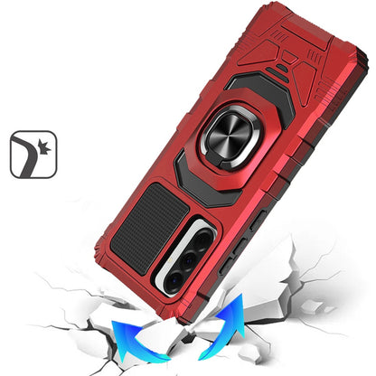 For Samsung Galaxy A37 Hybrid Dual Layer with 360° Rotate Magnetic Ring Stand Holder Kickstand TPU Rugged PC Shockproof Case Cover