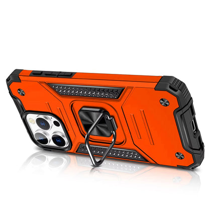 For iPhone 16 Pro Max (6.9") Armor Hybrid Magnetic Stand with Ring Holder Kickstand Shockproof Heavy-Duty Durable Rugged TPU Dual Layer Case Cover Cosmic Orange