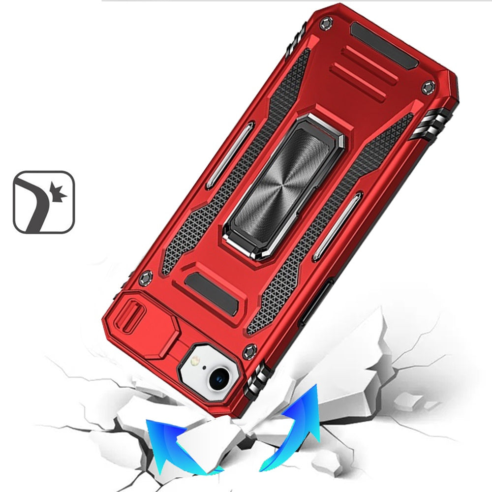 Tough Hybrid Case with Movable Camera Window & Metal Ring Stand Shockproof