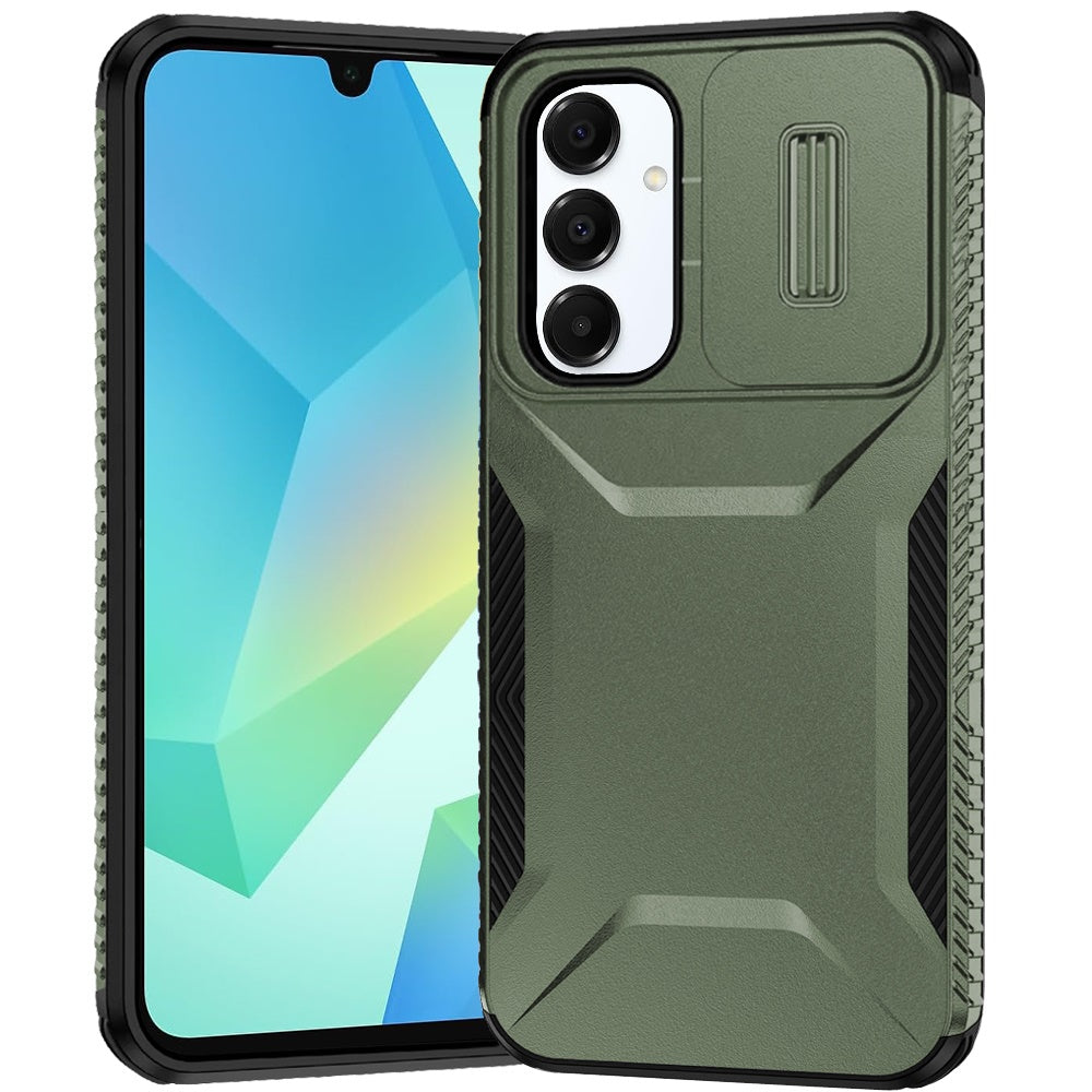 For Samsung Galaxy A37 Slim Fit Shockproof Hybrid with Slide Camera Window Covering, Rugged Tpu Silicone Hard PC Bumper Case Cover