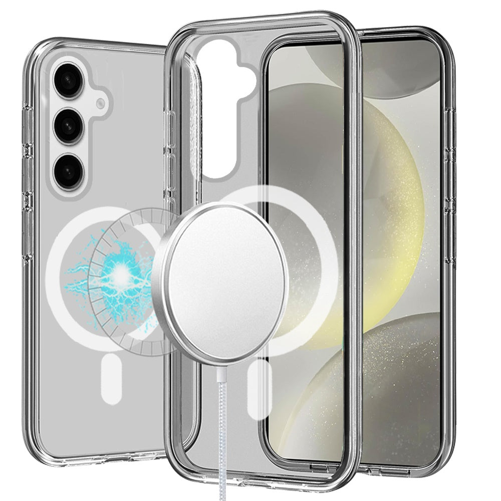 For Samsung Galaxy S26 MagSafe Compatible Transparent Hybrid Case with Magnetic Circle, Shock Absorption TPU Rubber Case Cover