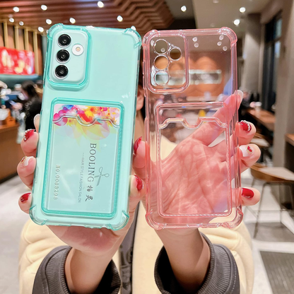 For Samsung Galaxy A17 5G Clear Slim TPU Phone Case with Credit Card Slot Back, Transparent Protective Shockproof Case Cover