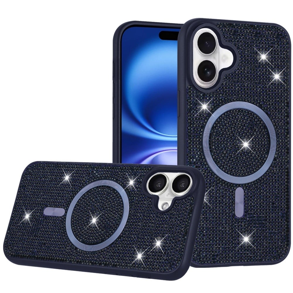For Apple iPhone 17 (6.3") Sparkly Diamond Bling Case Rhinestone Skin Hybrid with Magnetic Circle, MagSafe Compatible Case Cover