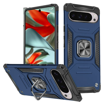 For Google Pixel 9 Pro XL (6.8") Armor Hybrid with Ring Holder Kickstand Shockproof Heavy-Duty Durable Rugged Dual Layer Case Cover