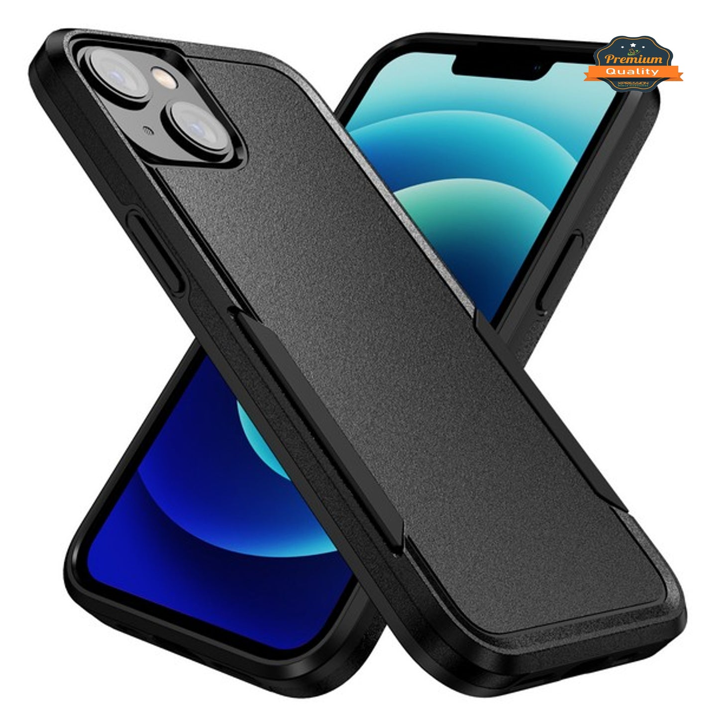 For Apple iPhone 15 Pro Max (6.7") Hybrid Bumper Dual Layer Heavy-Duty Military-Grade Rubber Defender Protective  Phone Case Cover